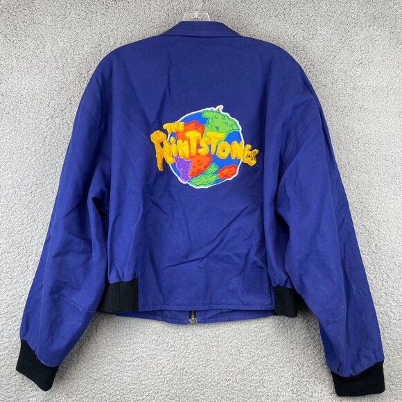Vintage Flintstones Bomber Jacket 90s Movie Yabba Dabba Doo Fred Wilma Barney L